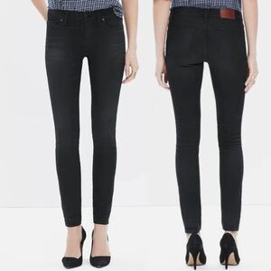 Madewell black skinny skinny stretch denim whisker embossed black wash jeans 31